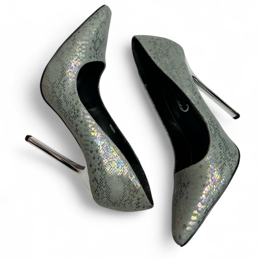 Privileged Champagne Iridescent Faux Snakeskin Stiletto Pumps – Size 8 - Picture 6 of 12